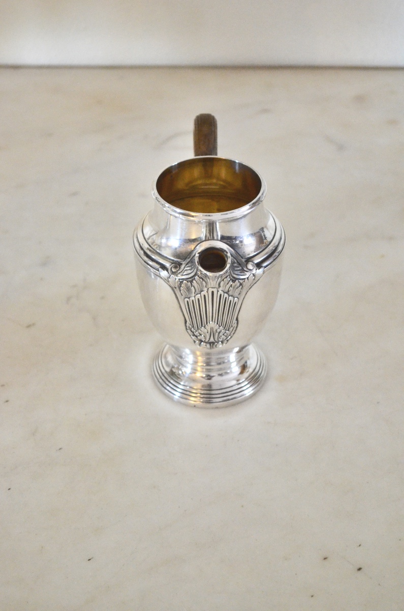 Grande verseuse et pot à lait en argent massif 19eme siècle -photo-4