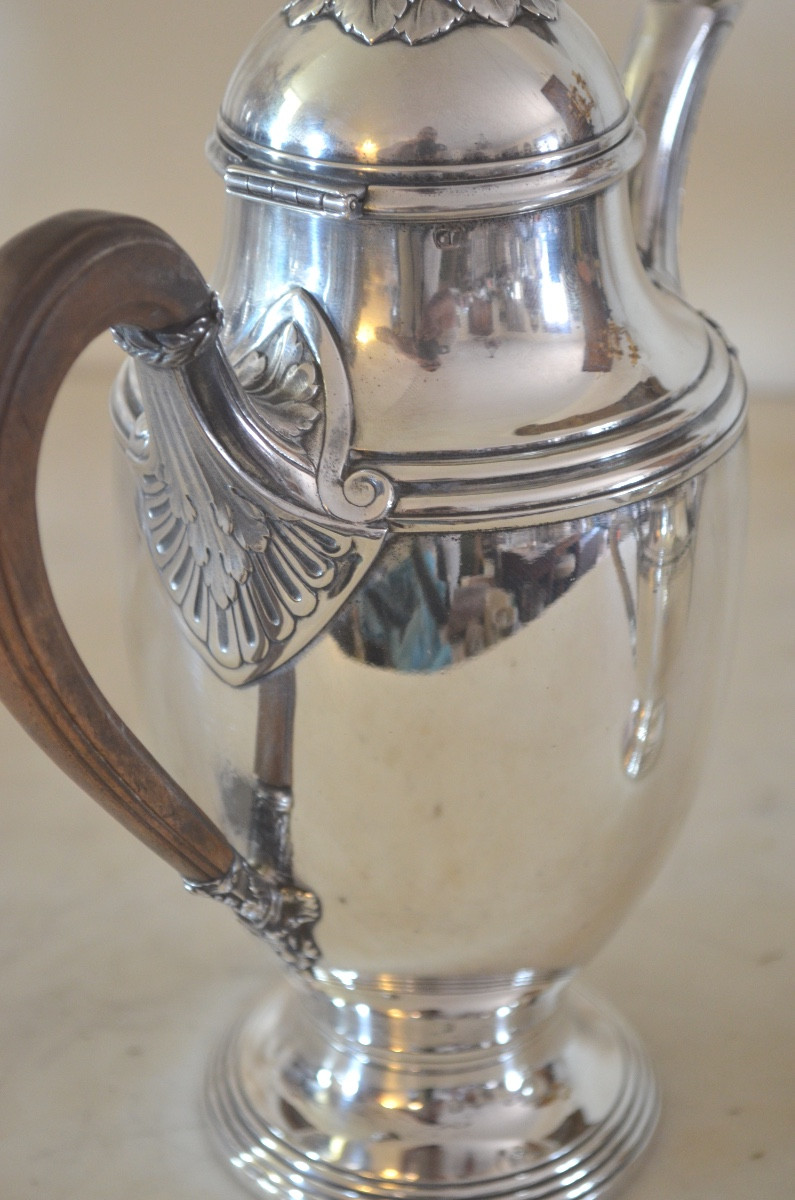 Grande verseuse et pot à lait en argent massif 19eme siècle -photo-5