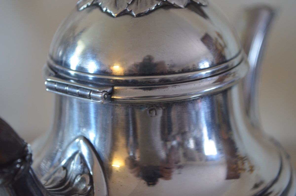 Grande verseuse et pot à lait en argent massif 19eme siècle -photo-8