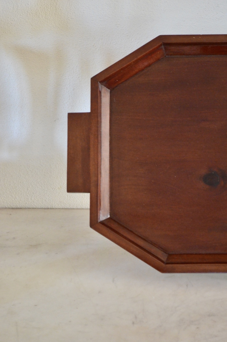 Large Solid Mahogany Serving Tray, Art Deco Period -photo-2