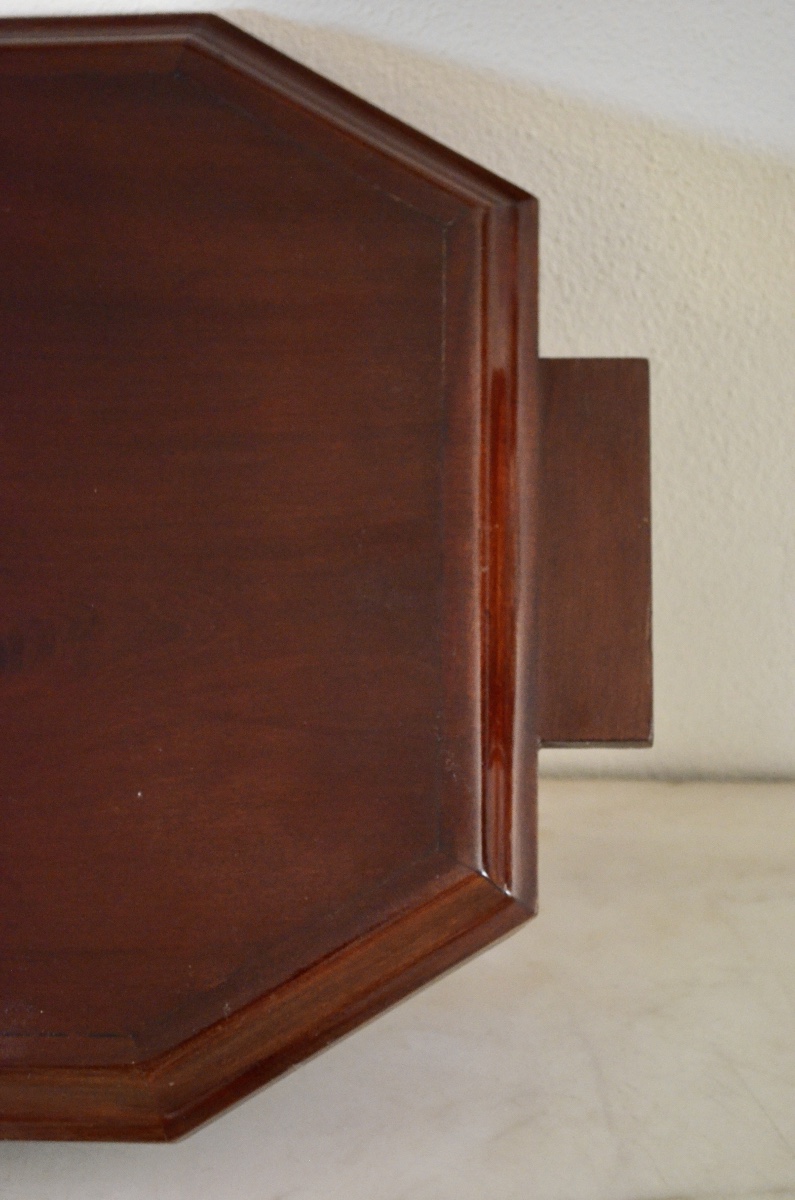 Large Solid Mahogany Serving Tray, Art Deco Period -photo-1
