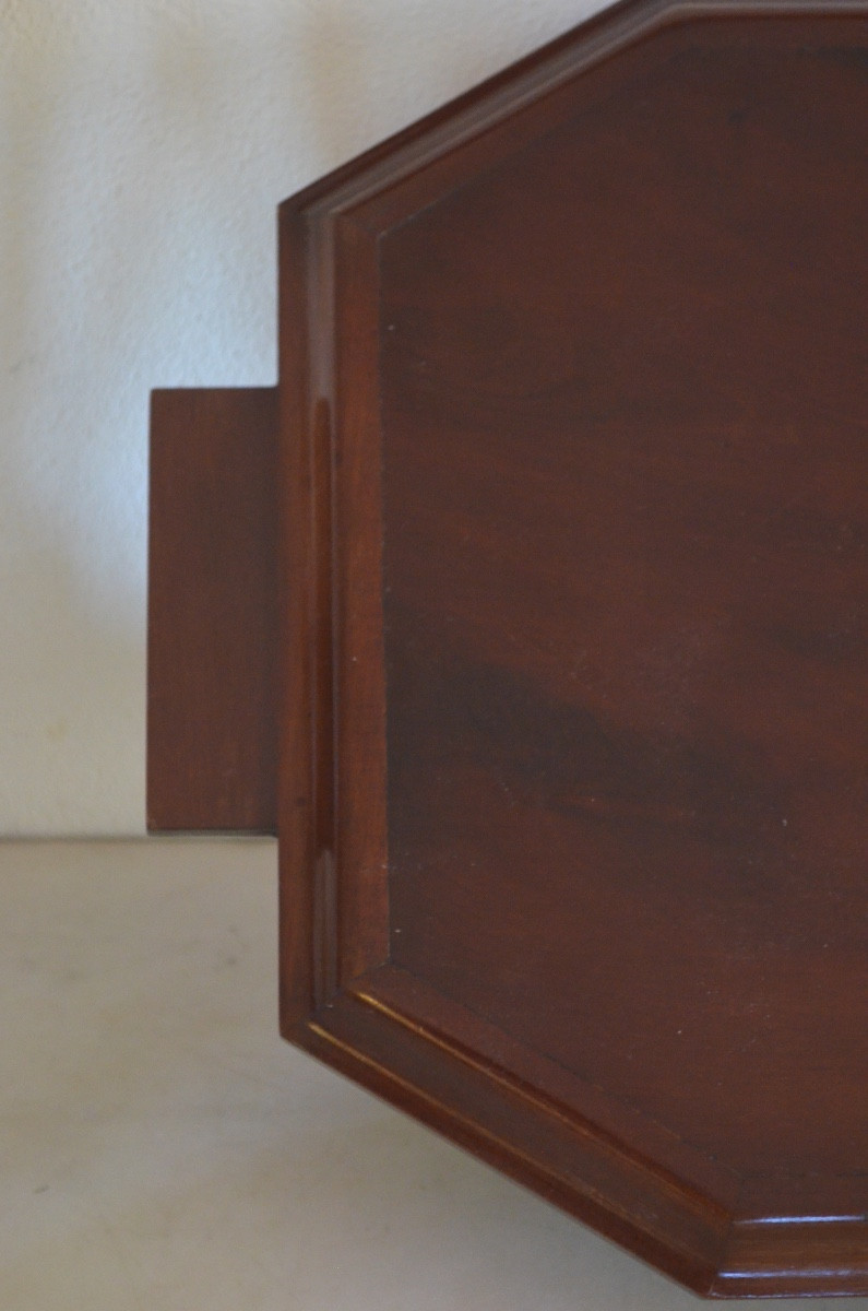 Large Solid Mahogany Serving Tray, Art Deco Period -photo-2