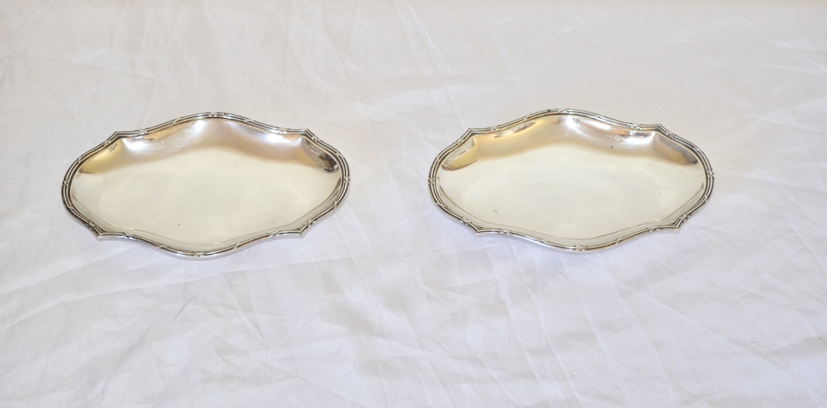 Pair Of Silver Bowls On Pedestal 19th Century-photo-2