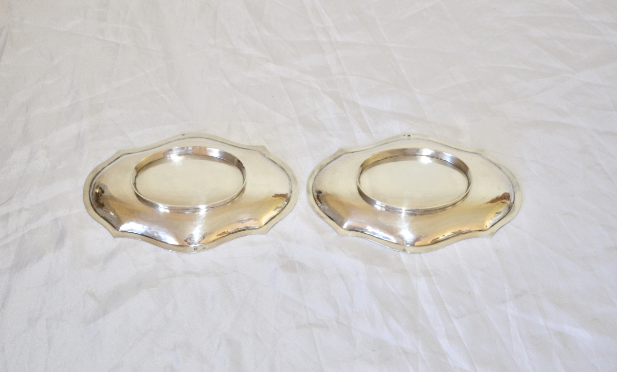 Pair Of Silver Bowls On Pedestal 19th Century-photo-4