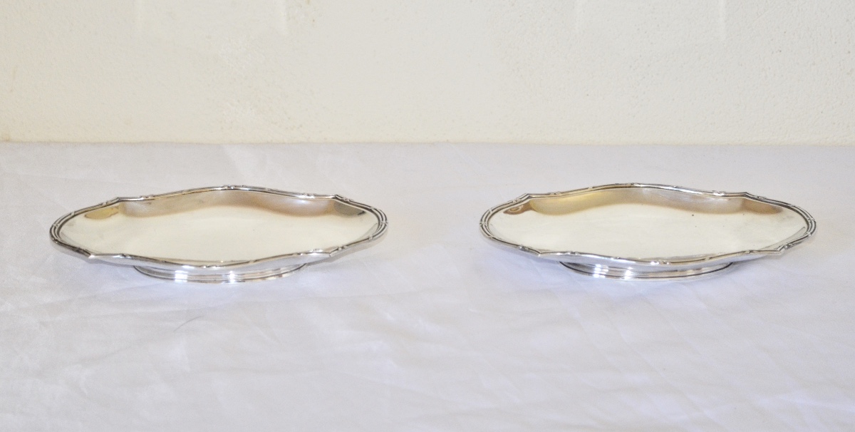Pair Of Silver Bowls On Pedestal 19th Century