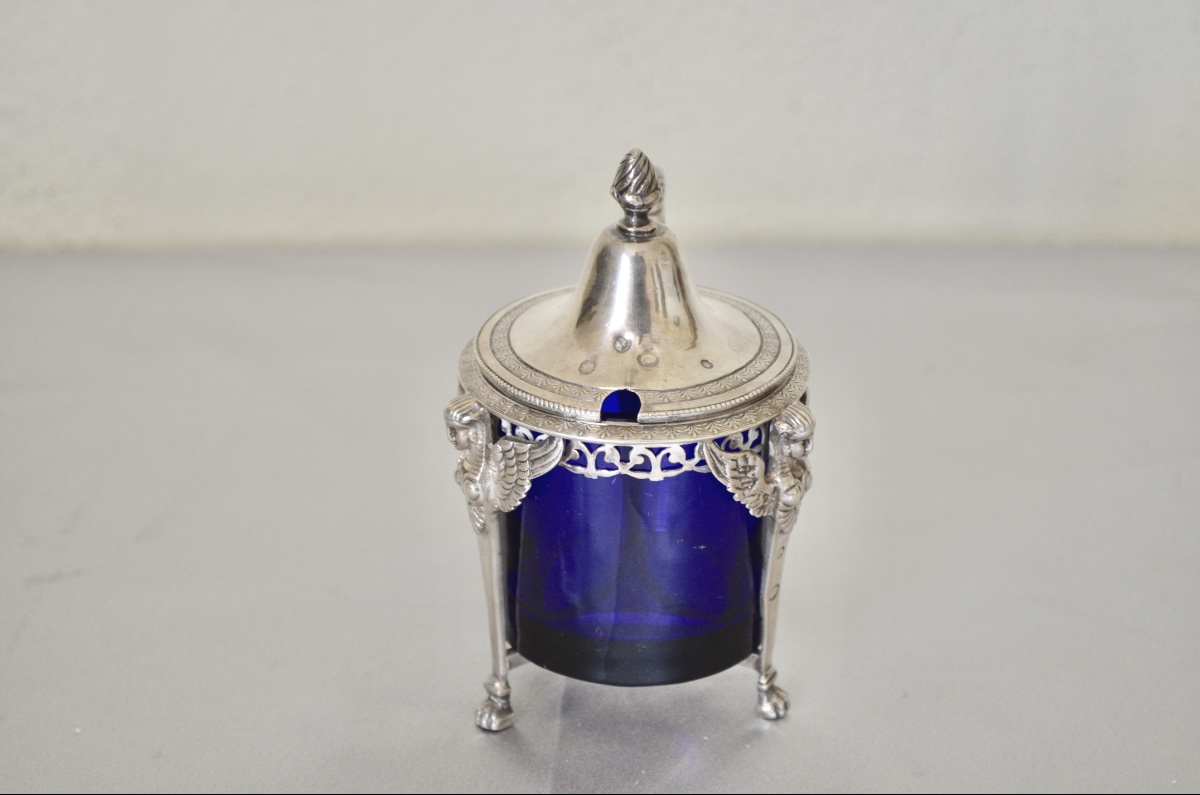 Solid Silver Mustard Pot, Late 18th Century-photo-2