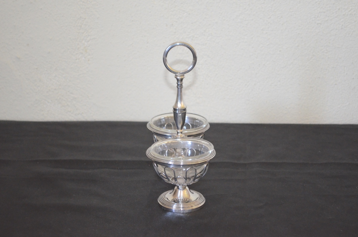 Solid Silver Double Saleron Early 19th Century-photo-3