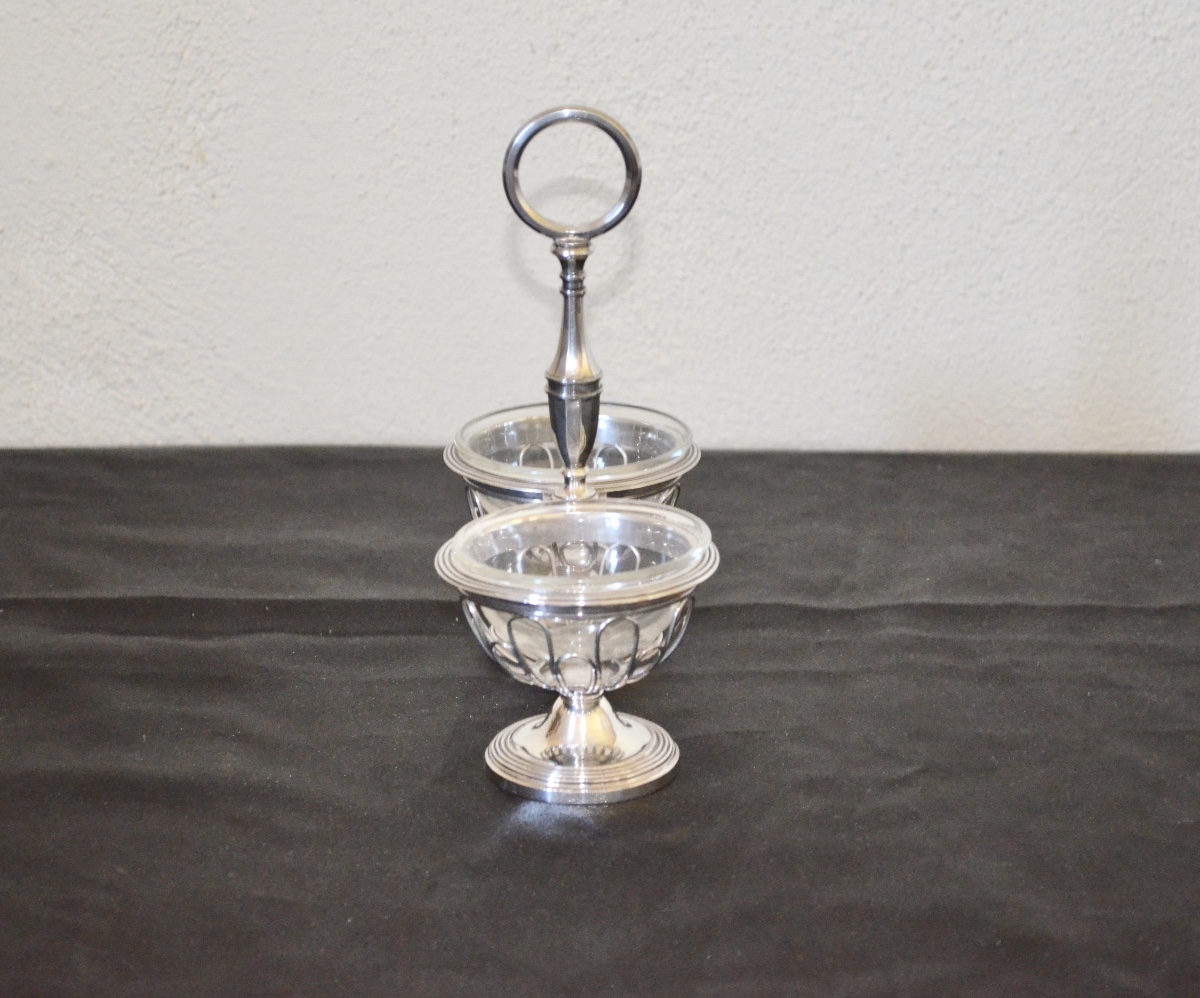 Solid Silver Double Saleron Early 19th Century-photo-4