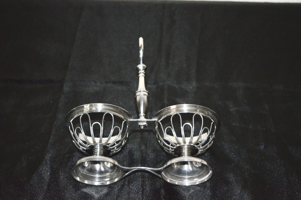 Solid Silver Double Saleron Early 19th Century-photo-6