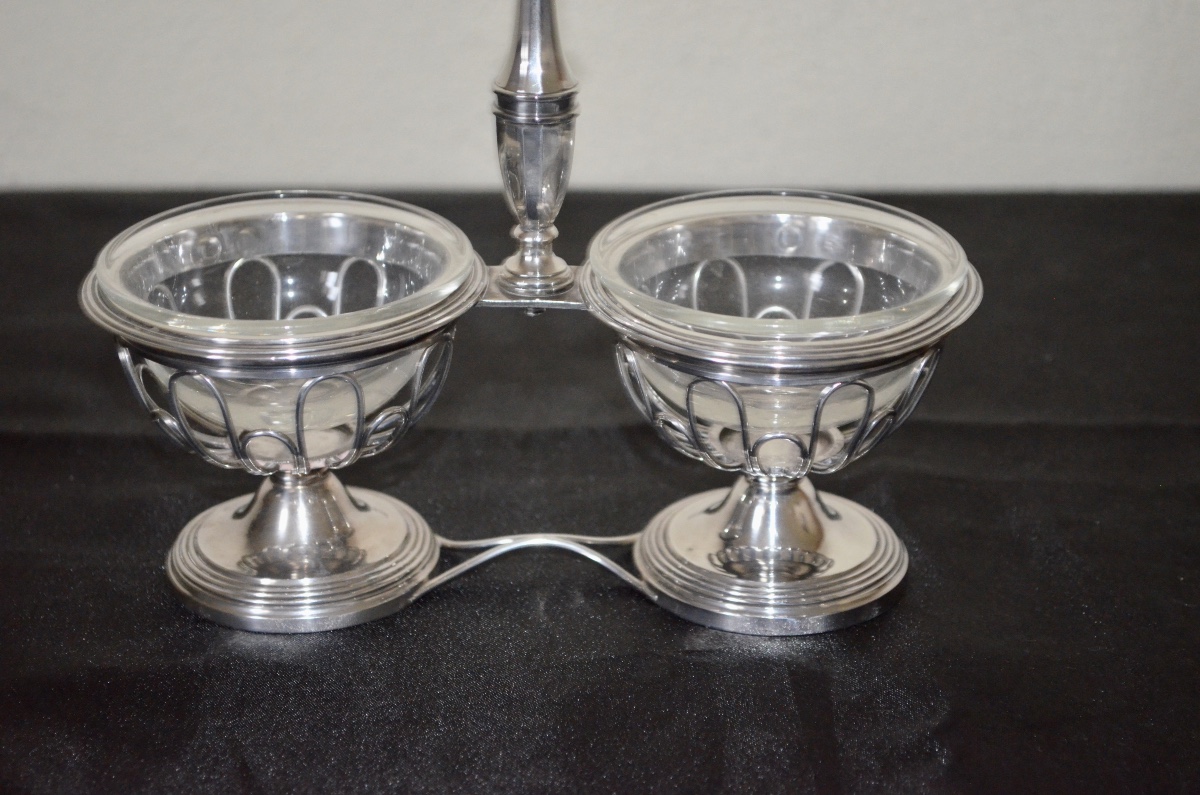 Solid Silver Double Saleron Early 19th Century-photo-7