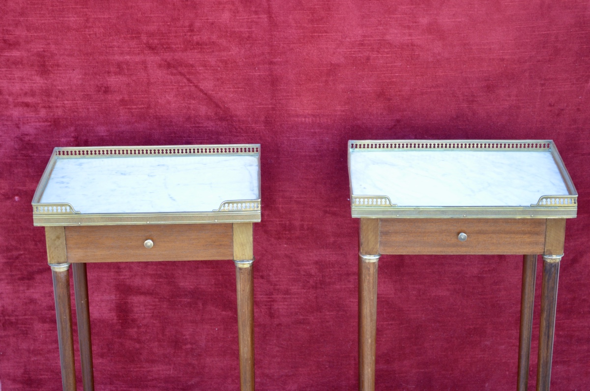 Pair Of Late 19th Century Mahogany Bedside Tables In The Louis XVI Style-photo-2