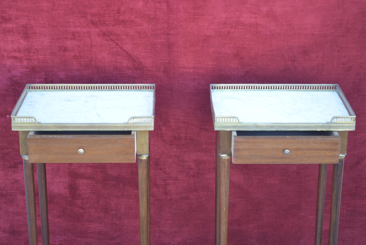 Pair Of Late 19th Century Mahogany Bedside Tables In The Louis XVI Style-photo-3