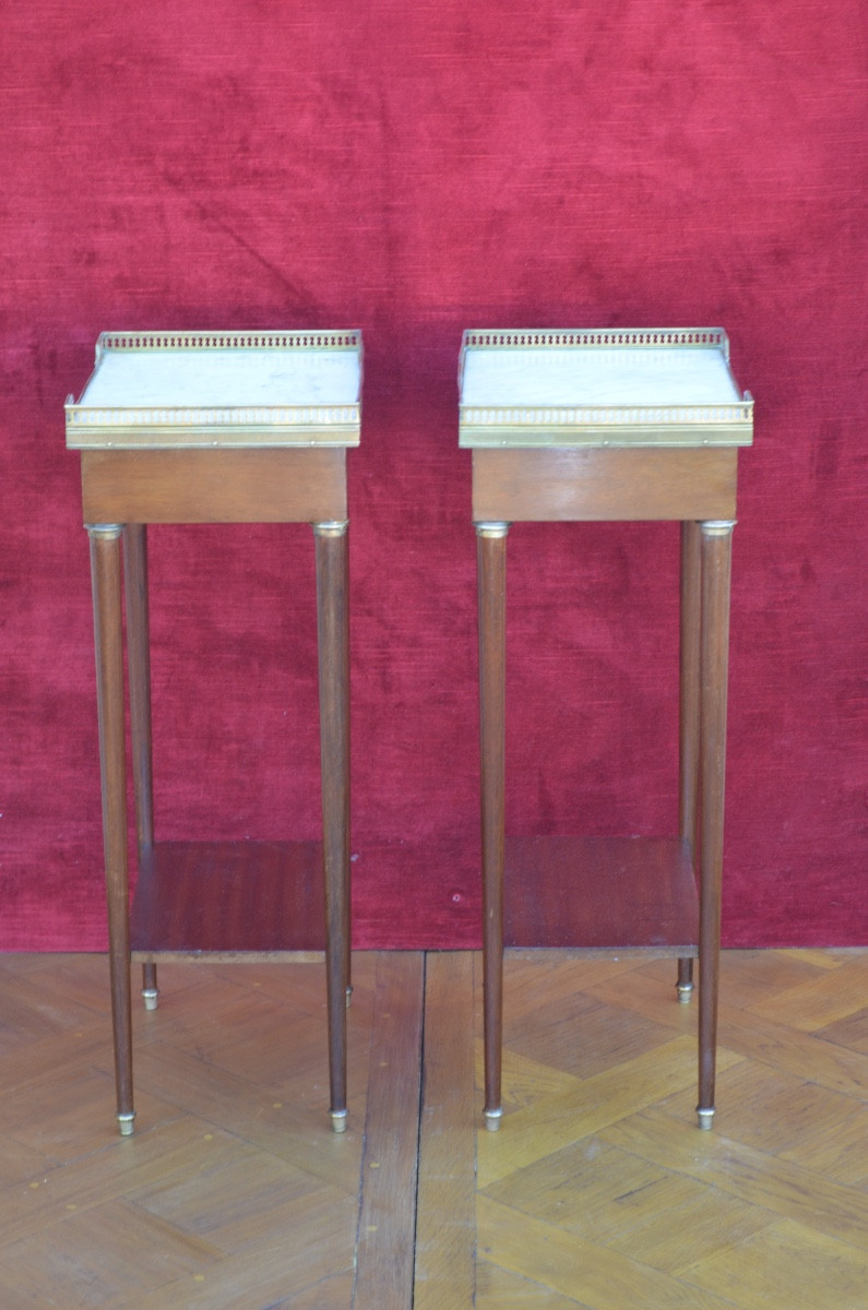 Pair Of Late 19th Century Mahogany Bedside Tables In The Louis XVI Style-photo-1
