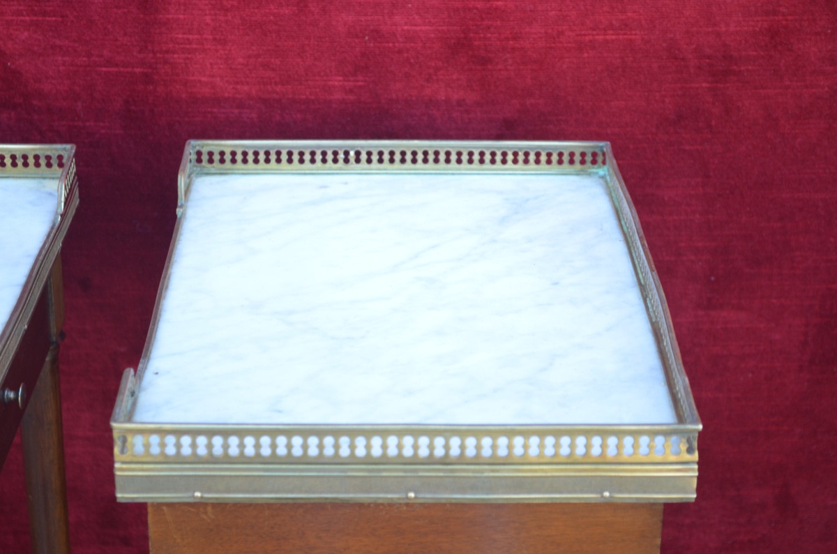 Pair Of Late 19th Century Mahogany Bedside Tables In The Louis XVI Style-photo-5