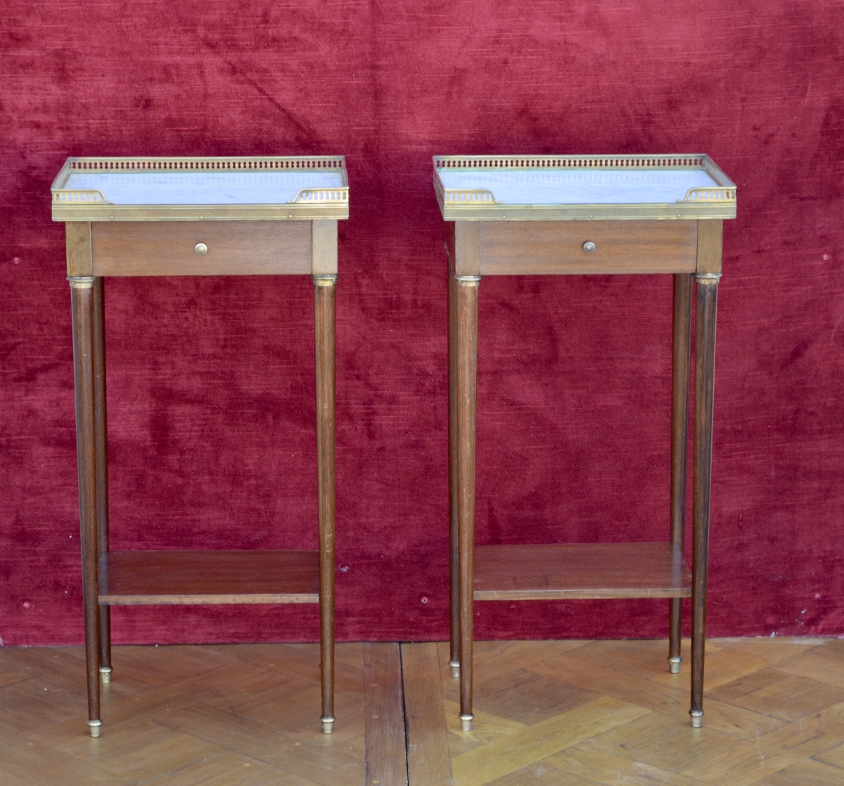 Pair Of Late 19th Century Mahogany Bedside Tables In The Louis XVI Style