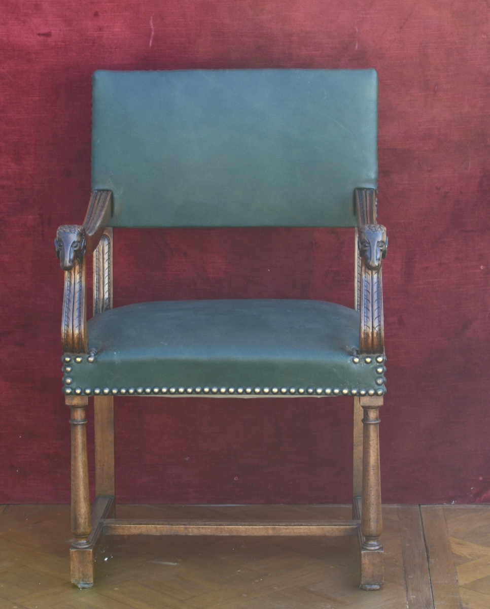 Fauteuil de bureau à tête de bélier 19eme siècle -photo-2