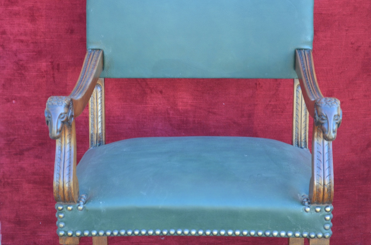 Fauteuil de bureau à tête de bélier 19eme siècle -photo-4