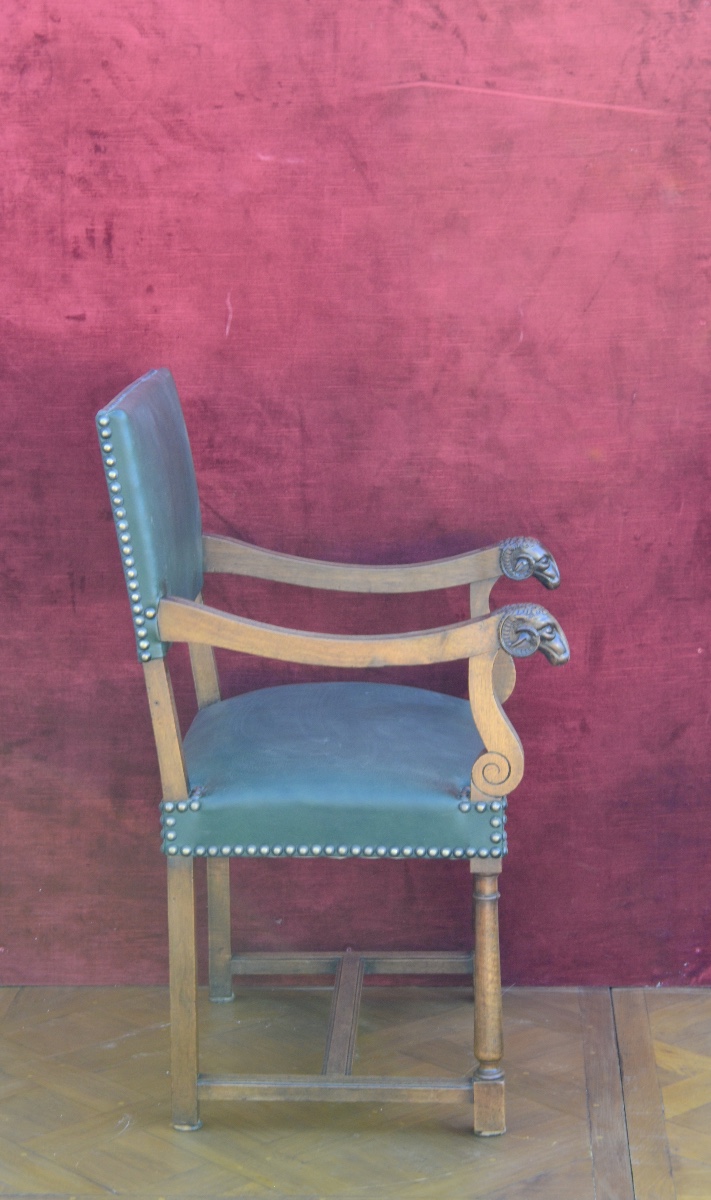 Fauteuil de bureau à tête de bélier 19eme siècle -photo-3