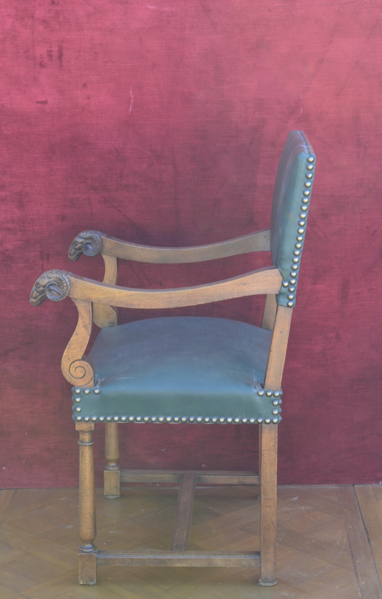 Fauteuil de bureau à tête de bélier 19eme siècle -photo-5