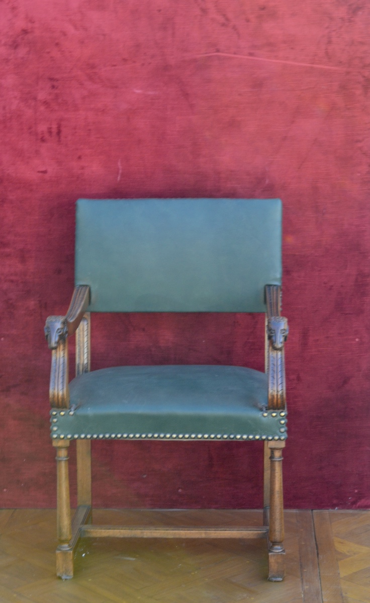 Fauteuil de bureau à tête de bélier 19eme siècle 