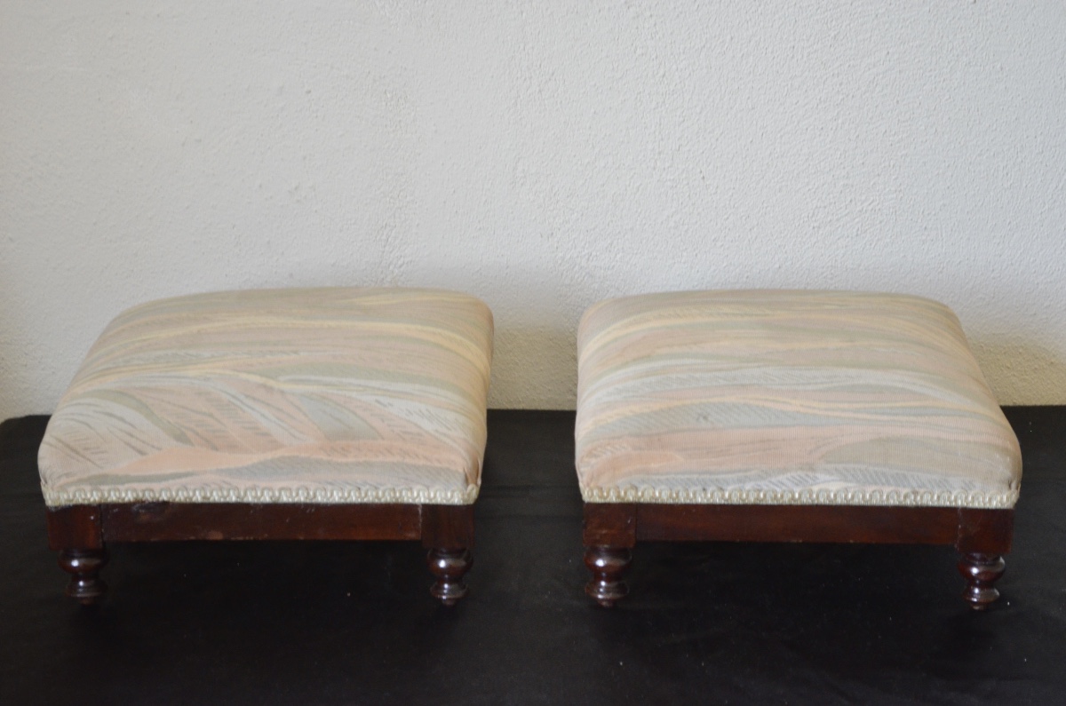 Pair Of 19th Century Walnut Footrests-photo-2