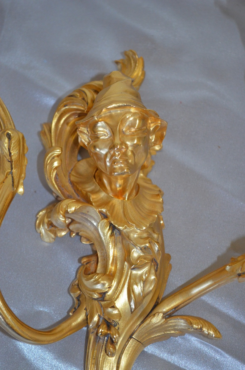 Paire d’appliques aux chinois en bronze doré 19eme siècle -photo-4