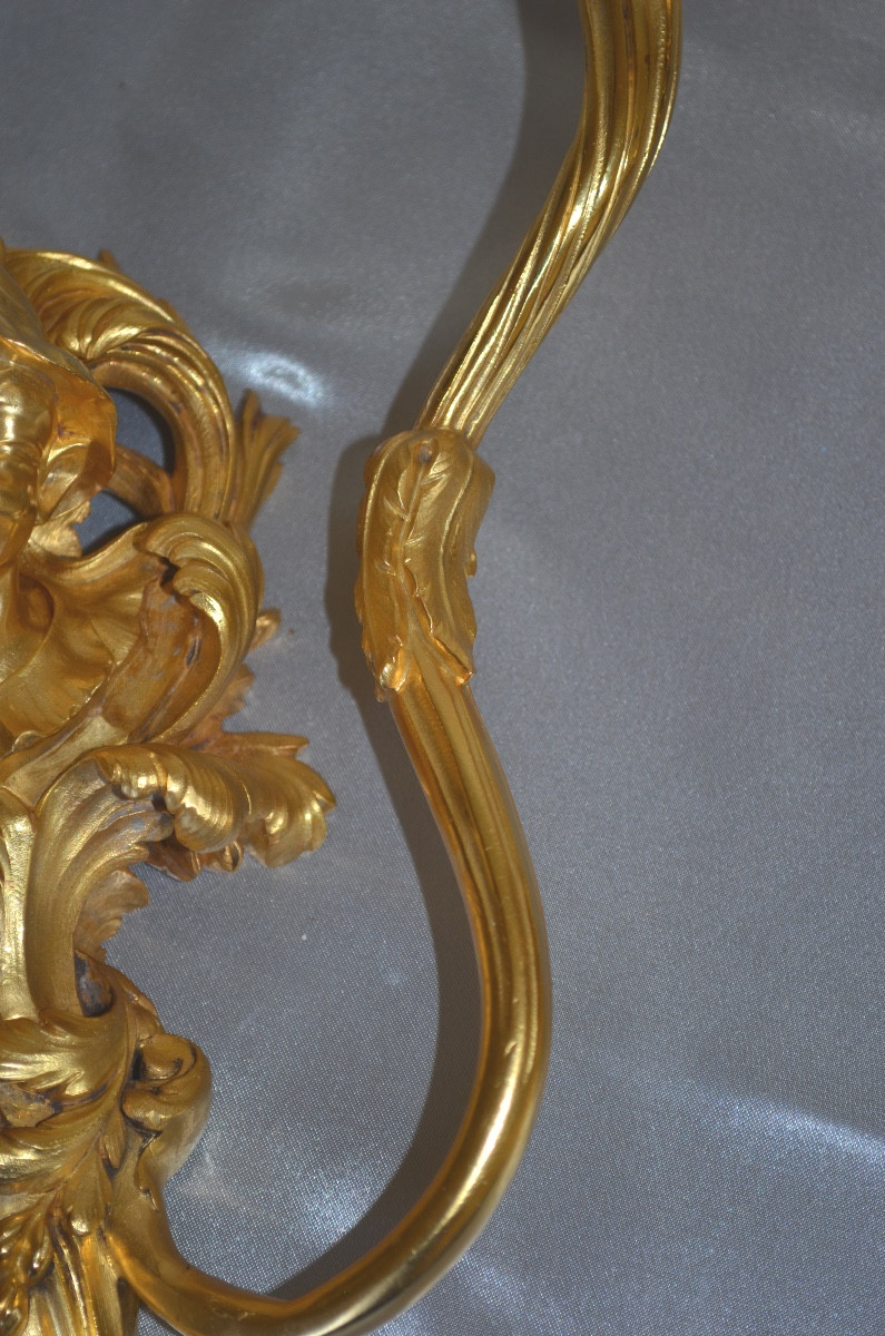 Paire d’appliques aux chinois en bronze doré 19eme siècle -photo-4