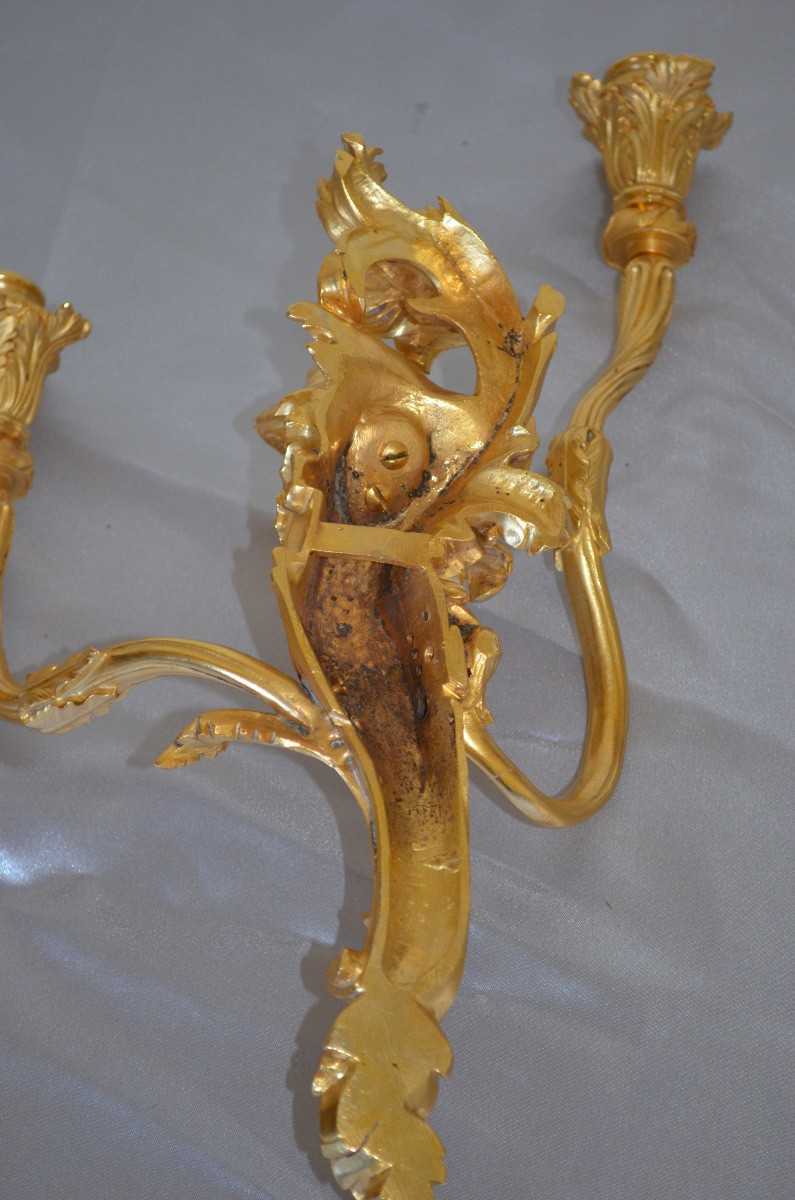 Paire d’appliques aux chinois en bronze doré 19eme siècle -photo-7