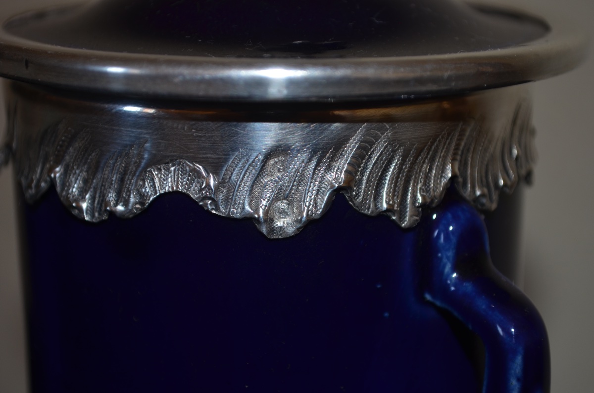 Solid Silver And Porcelain Teapot By Saglier 19th Century-photo-5