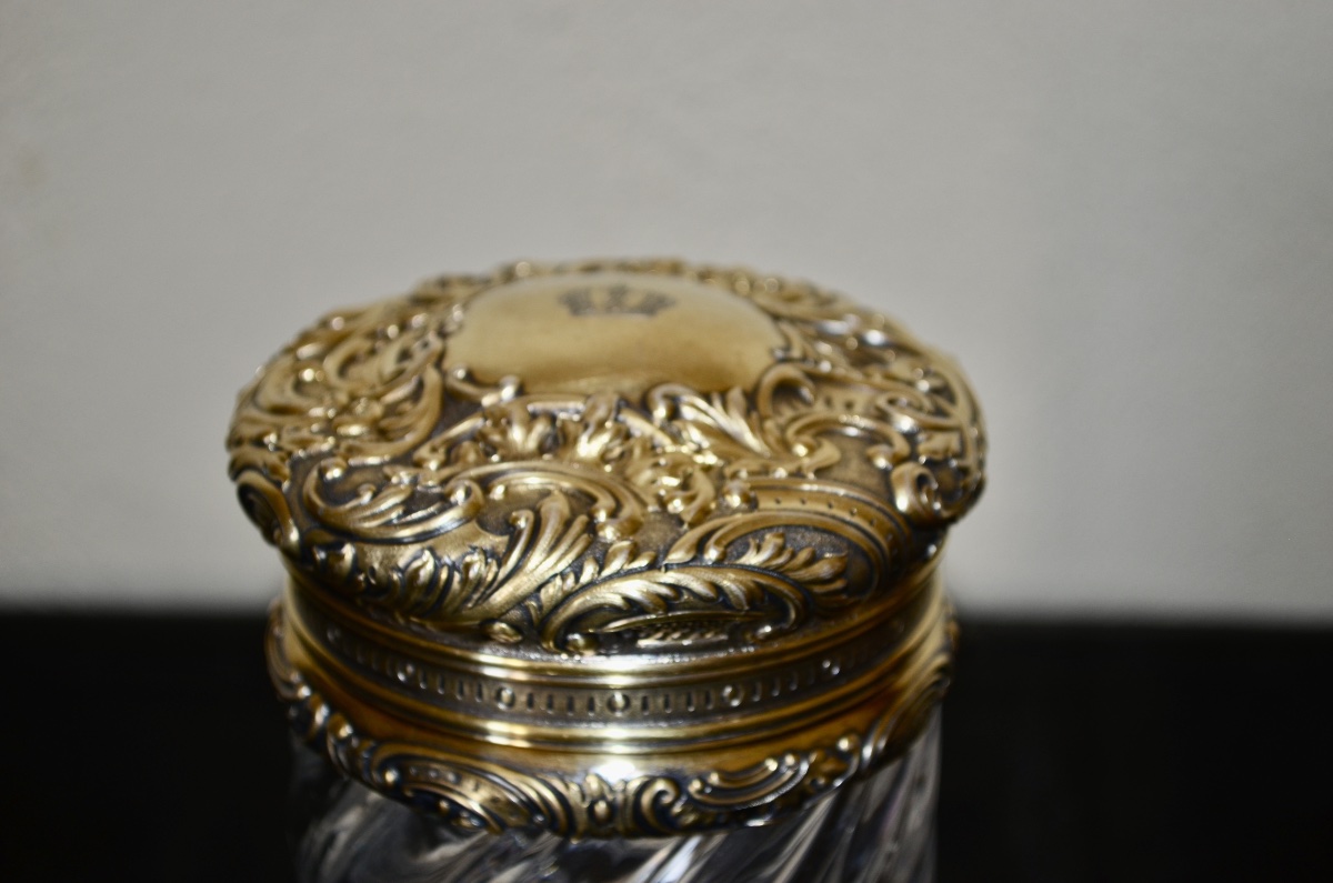 Grand pot en cristal et vermeil 19eme siècle -photo-3