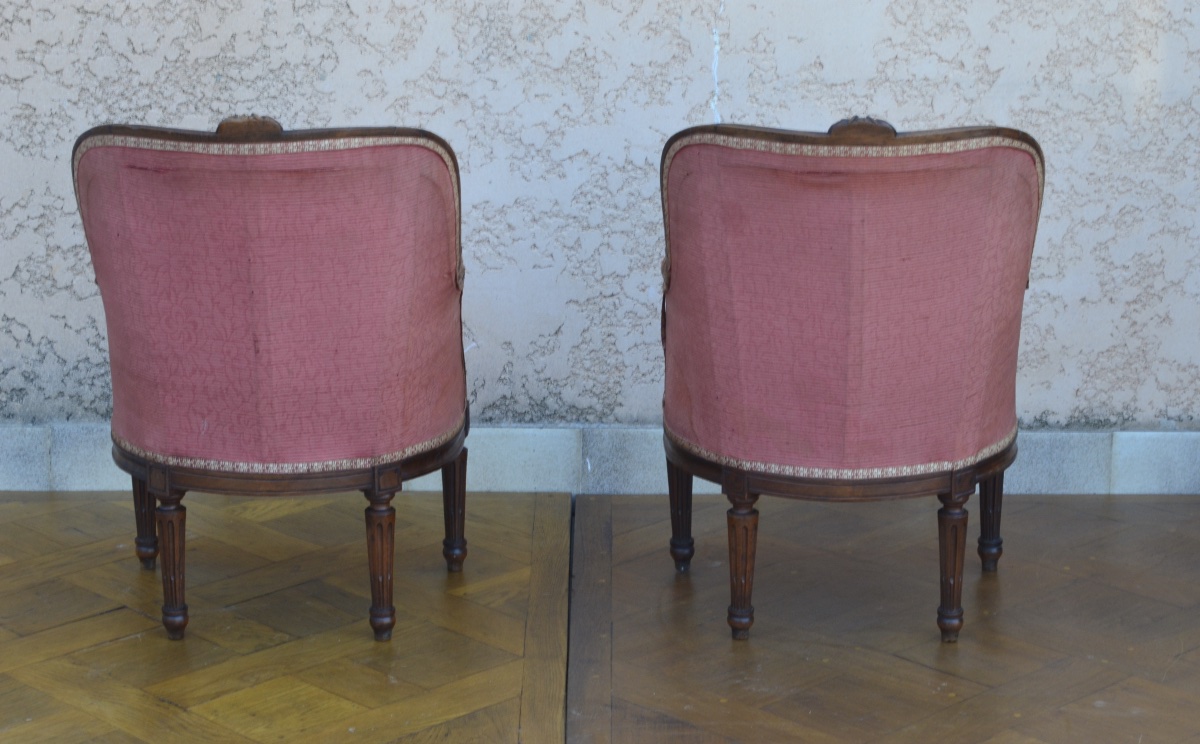 Paire de bergères d’enfant de style Louis XVI époque début 19eme siècle -photo-3