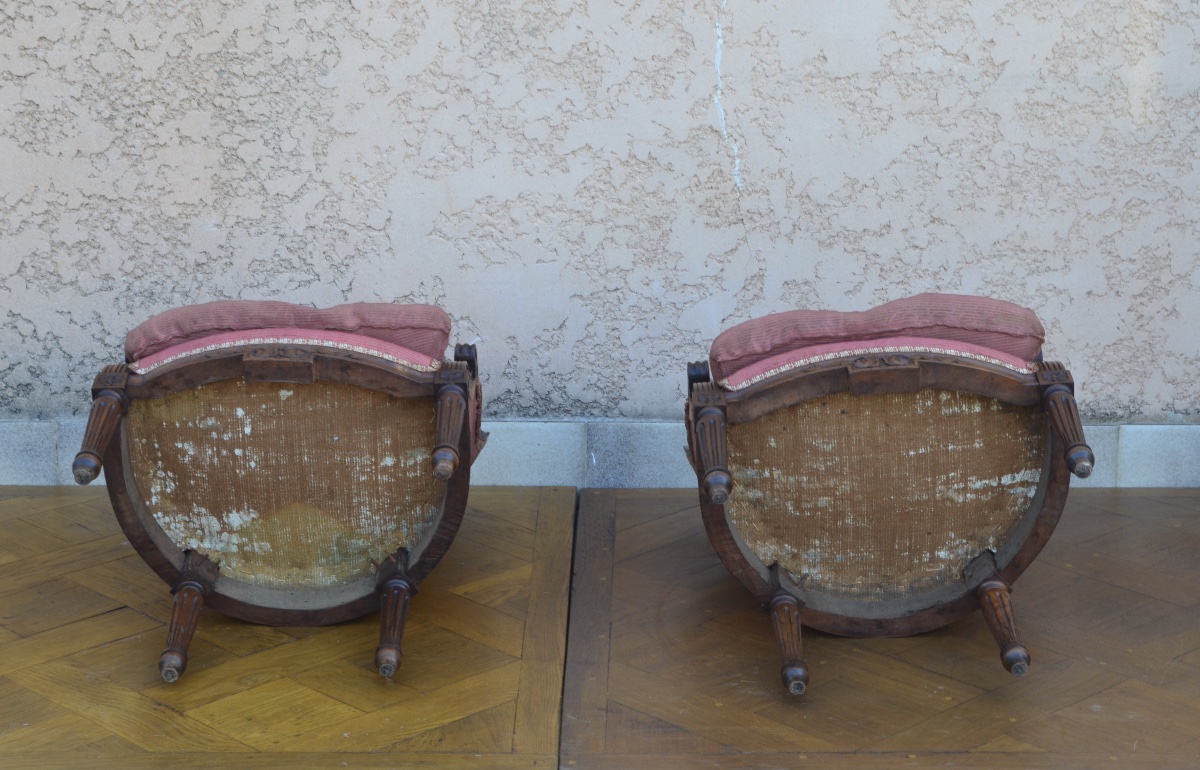 Paire de bergères d’enfant de style Louis XVI époque début 19eme siècle -photo-7
