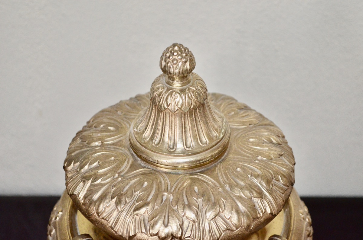 Napoleon III-style Potpourri Dish In Gilded Bronze And Marble -photo-3