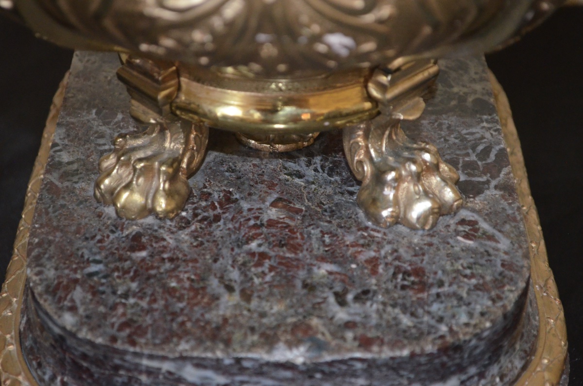 Napoleon III-style Potpourri Dish In Gilded Bronze And Marble -photo-1