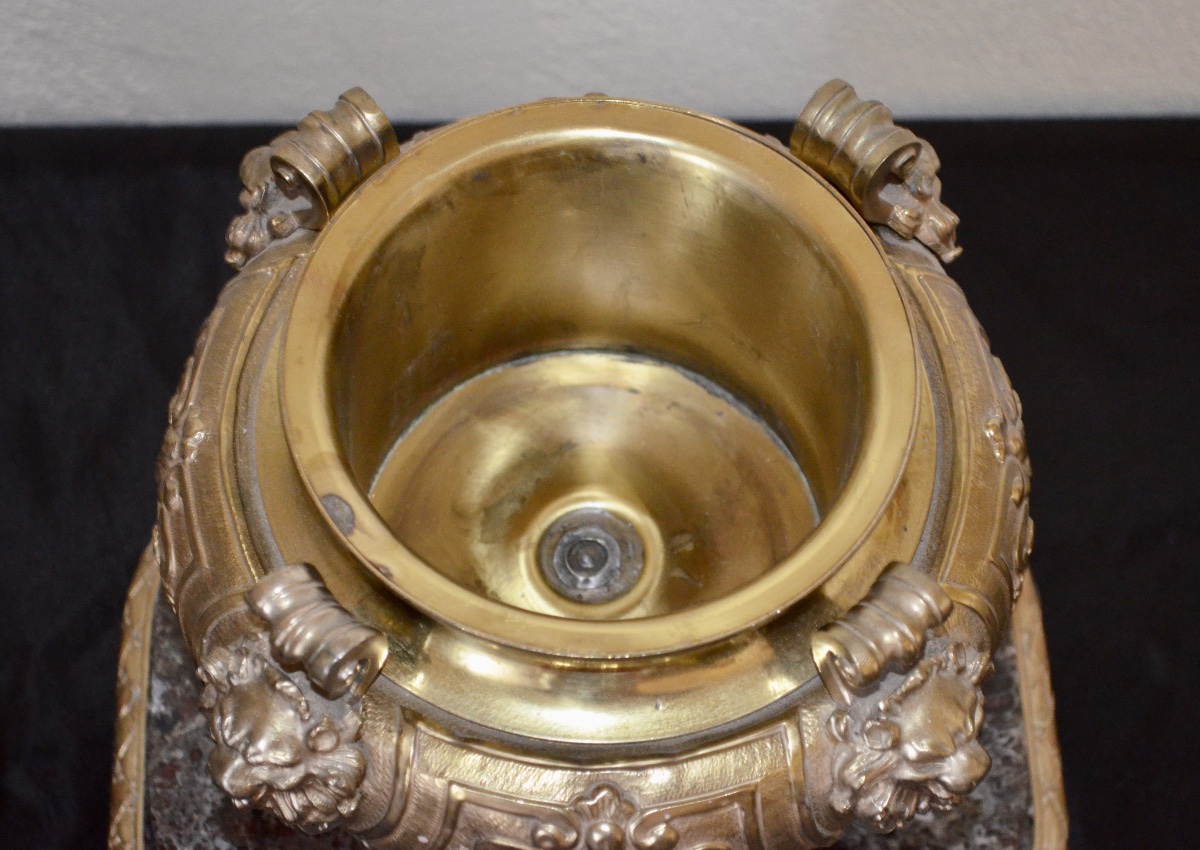 Napoleon III-style Potpourri Dish In Gilded Bronze And Marble -photo-4