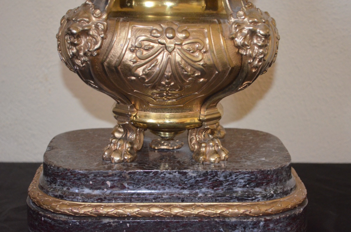 Napoleon III-style Potpourri Dish In Gilded Bronze And Marble -photo-6