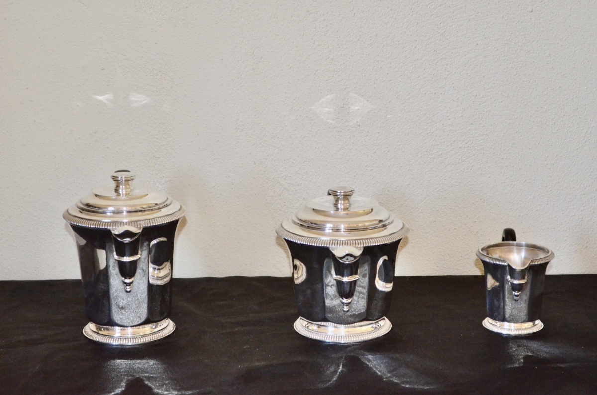 Christofle Art Deco Solid Silver Tea/coffee Set-photo-2