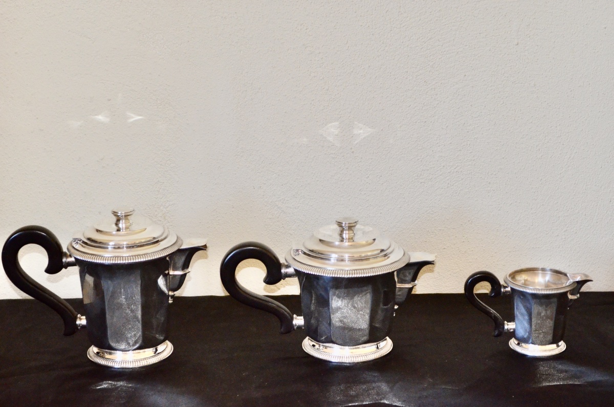 Christofle Art Deco Solid Silver Tea/coffee Set-photo-3