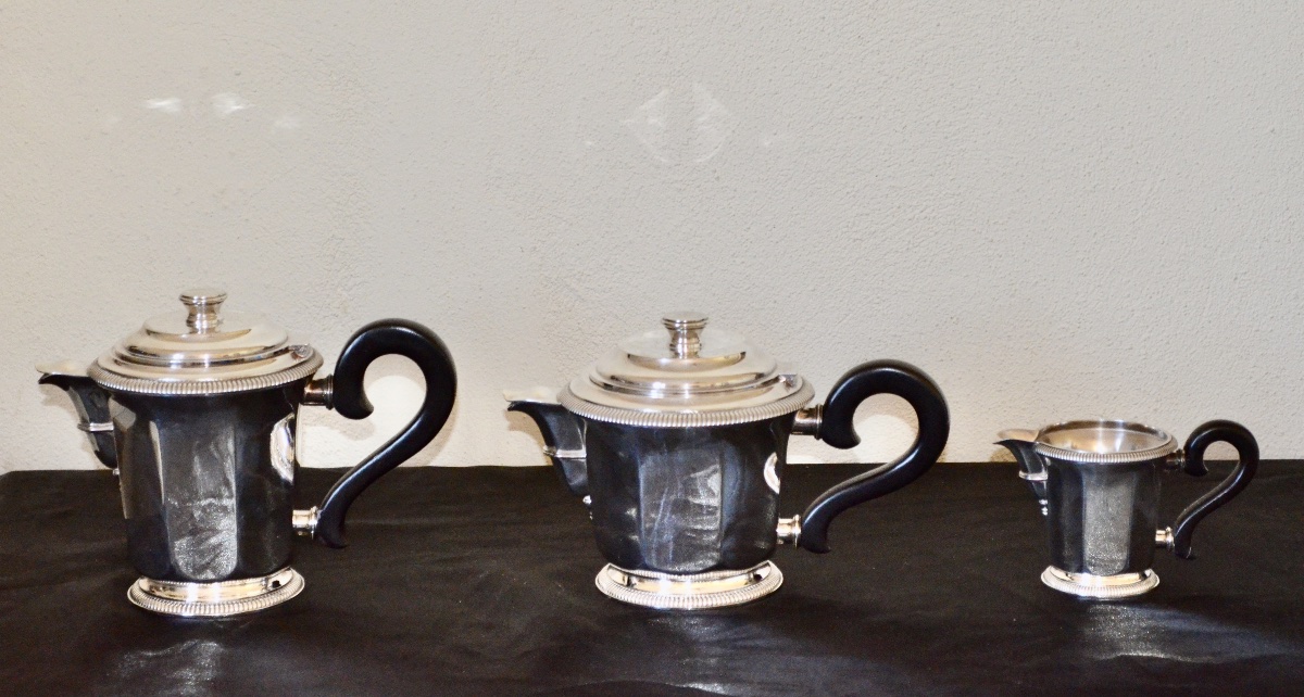 Christofle Art Deco Solid Silver Tea/coffee Set-photo-4