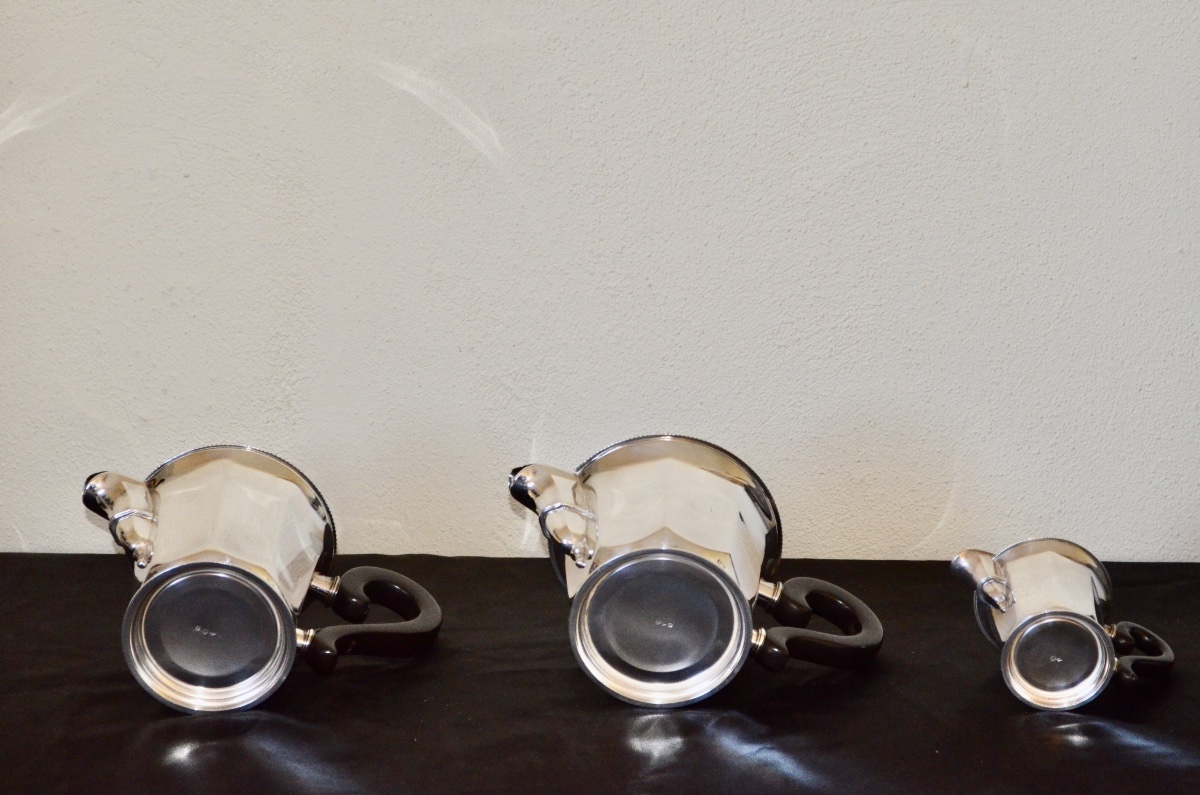 Christofle Art Deco Solid Silver Tea/coffee Set-photo-3