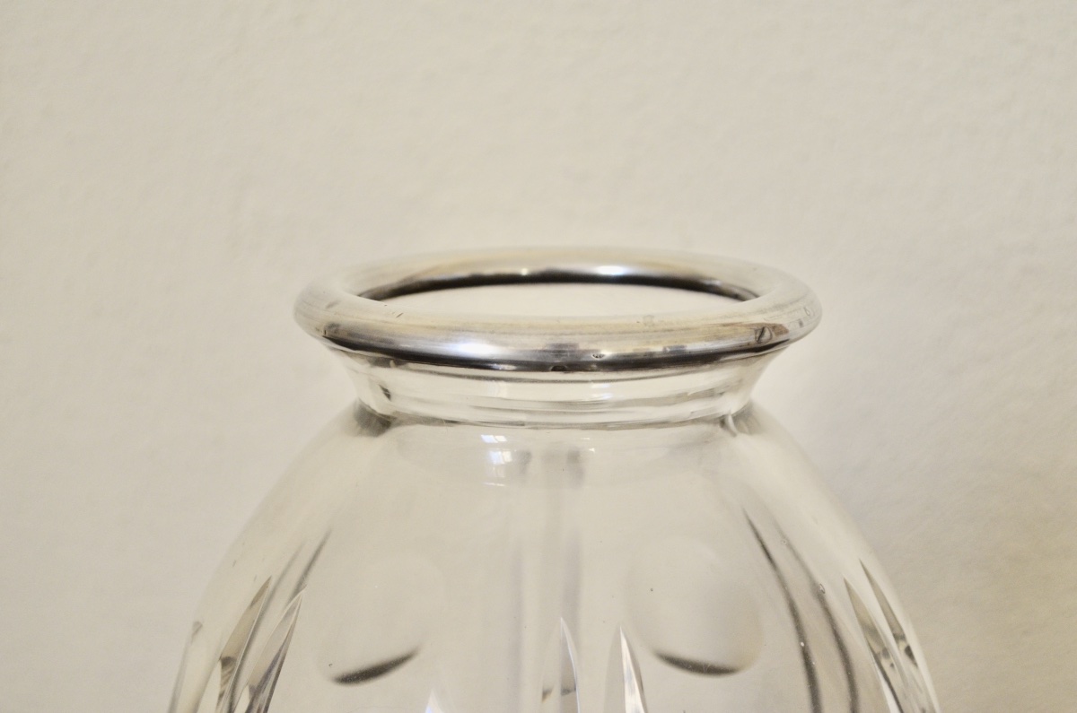 Large vase en cristal de baccarat et argent massif début 20eme siècle -photo-2