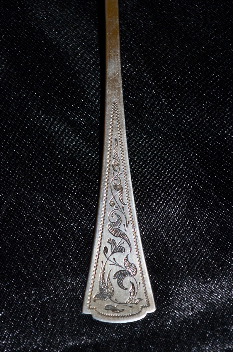 Suite de 11 cuillères à thé et sa pelle en argent massif art nouveau -photo-3