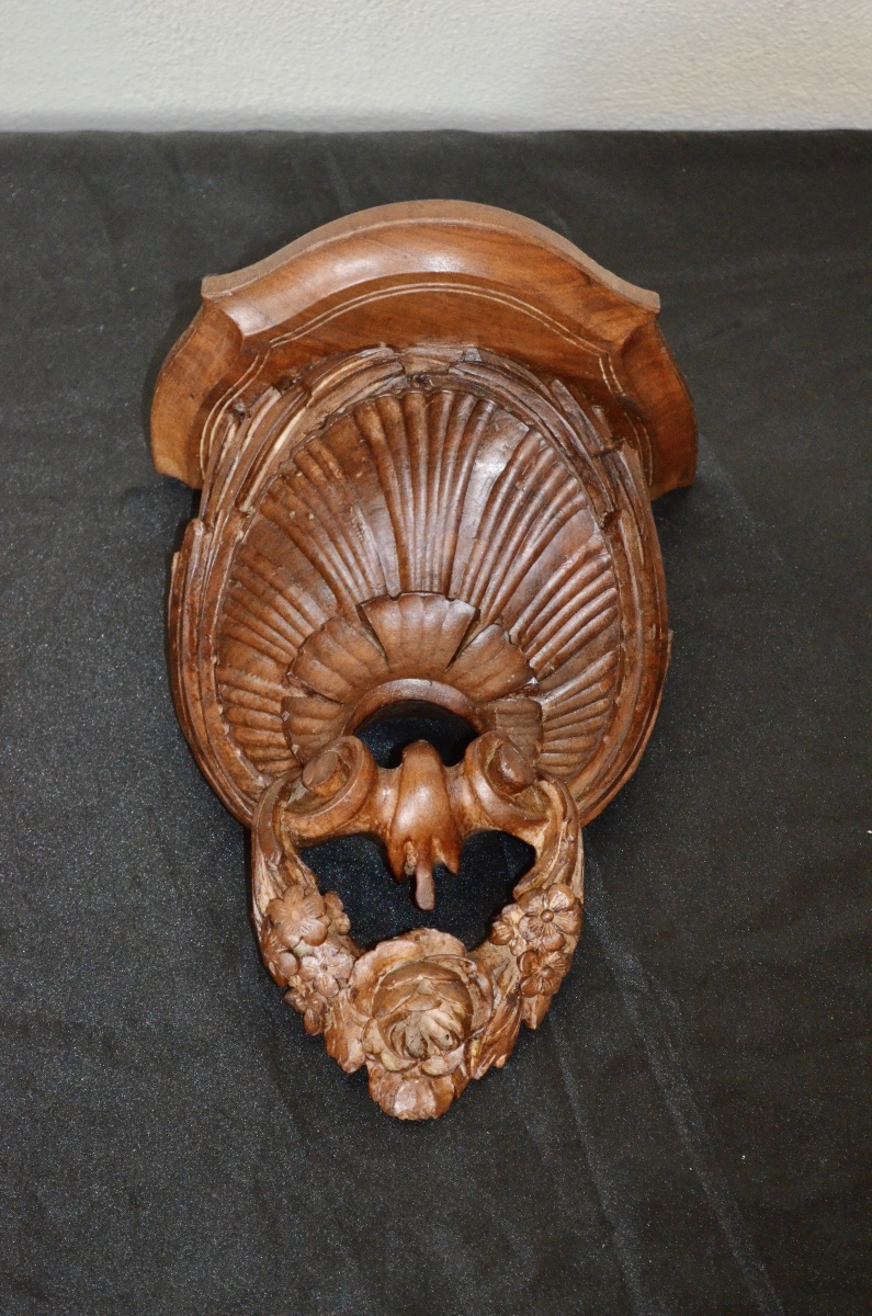 19th-century Rocaille Wall-mounted Chair In Walnut -photo-2