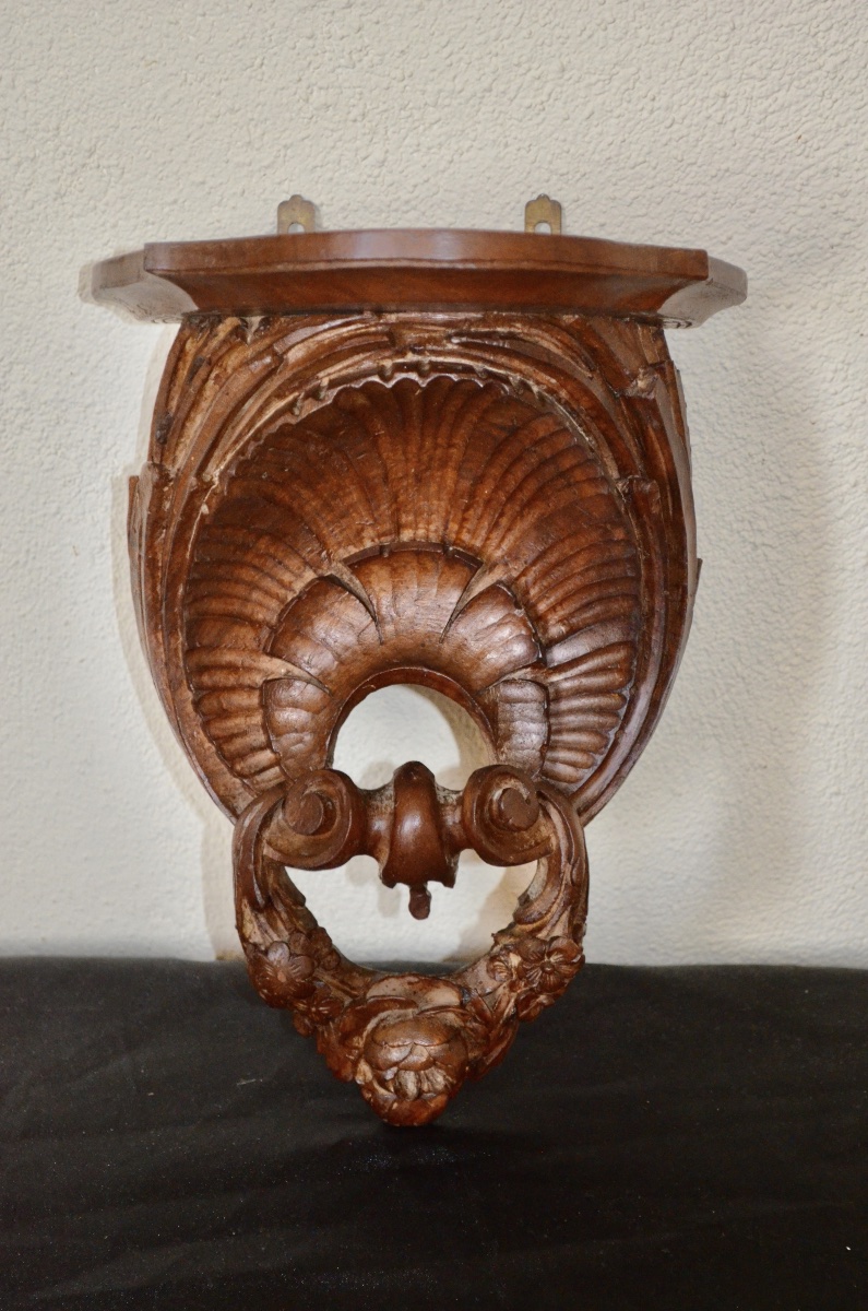 19th-century Rocaille Wall-mounted Chair In Walnut -photo-3
