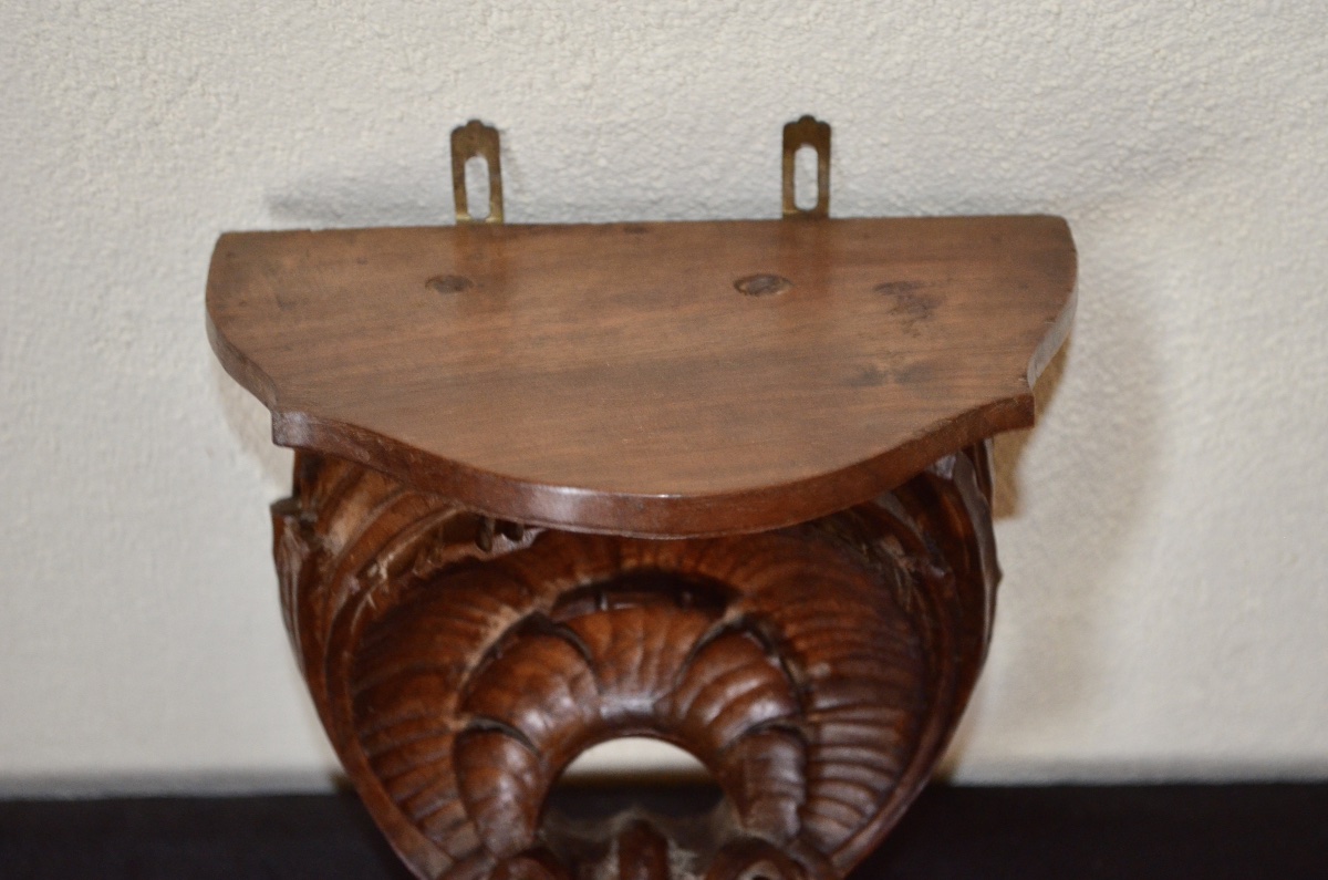 19th-century Rocaille Wall-mounted Chair In Walnut -photo-4