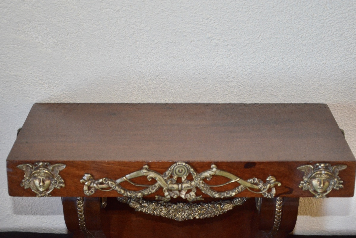 19th-century Mahogany And Gilded Bronze Wall Console -photo-3