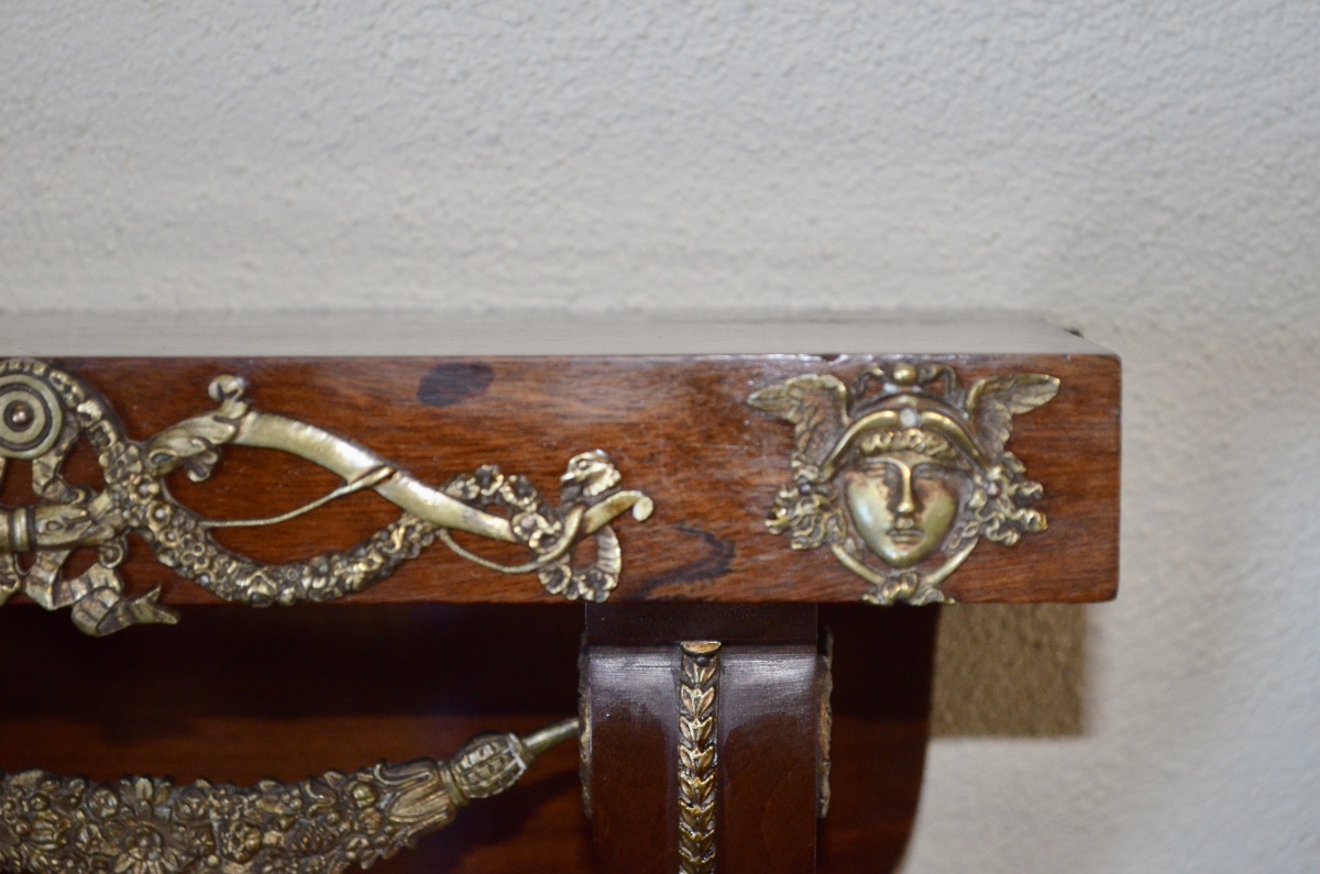 19th-century Mahogany And Gilded Bronze Wall Console -photo-1