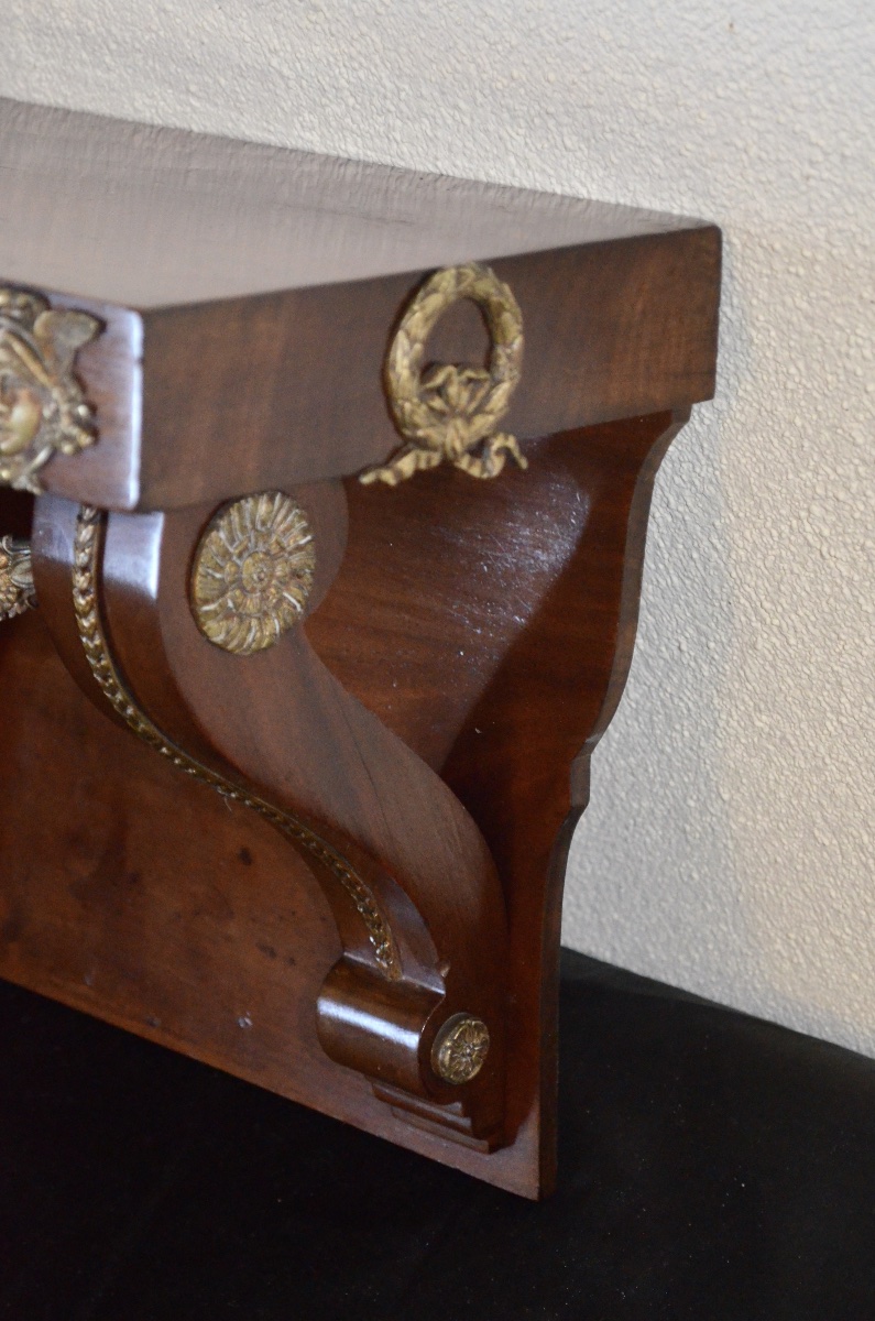 19th-century Mahogany And Gilded Bronze Wall Console -photo-8