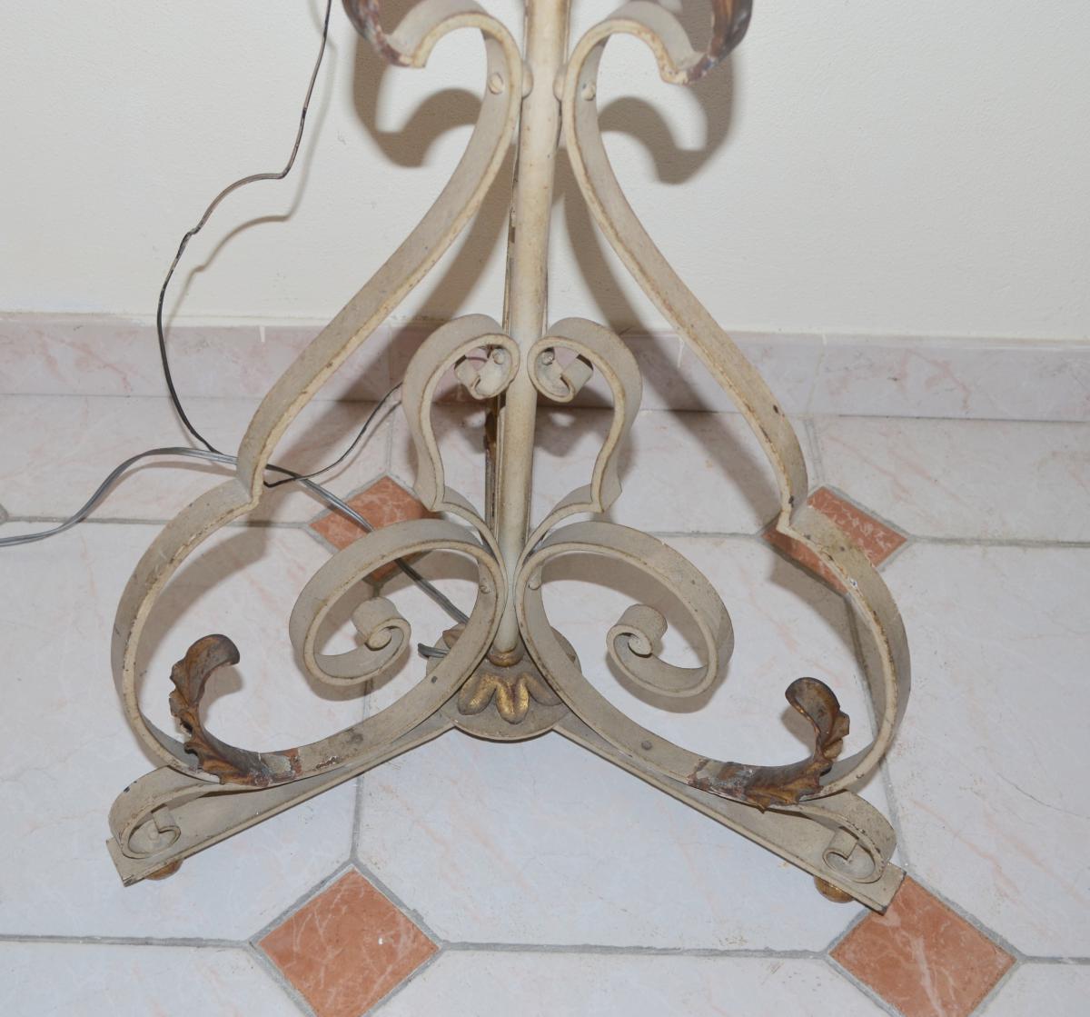 Large Wrought Iron Lamp Stage Late 19th / Early 20th Century-photo-2