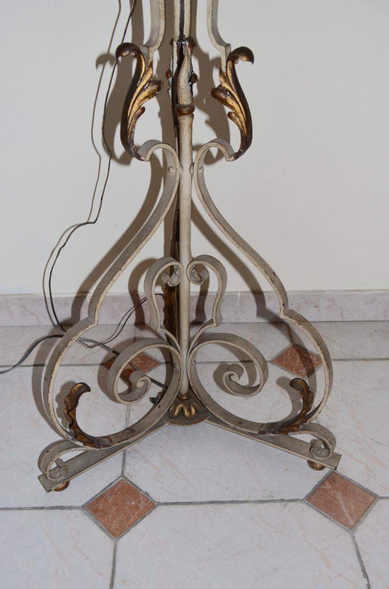 Large Wrought Iron Lamp Stage Late 19th / Early 20th Century-photo-1